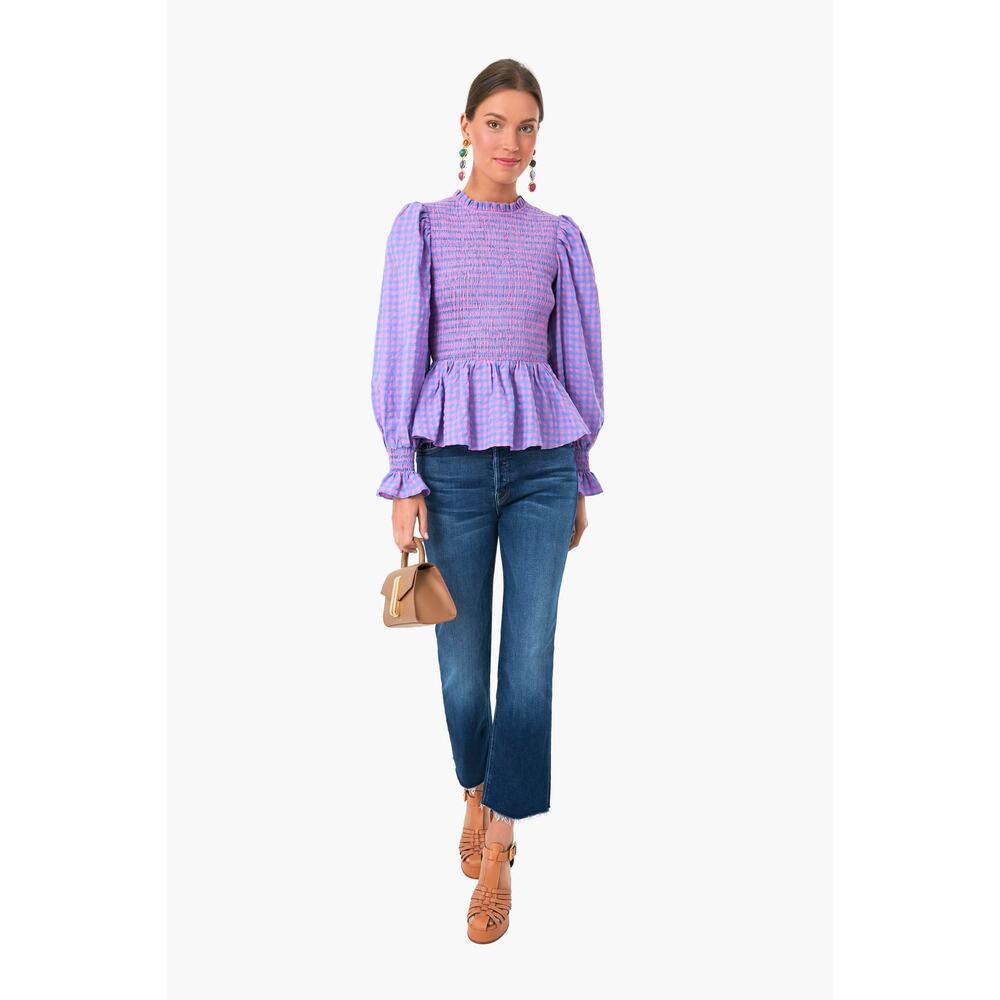 Tuckernuck Lavender Purple Smocked Peplum Blouse